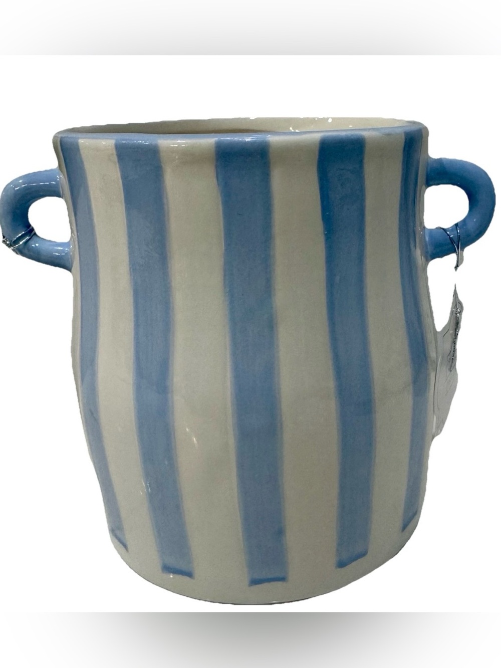 Adorable 10 Strawberry Street Blue & White Striped Utensil Holder/Canister New